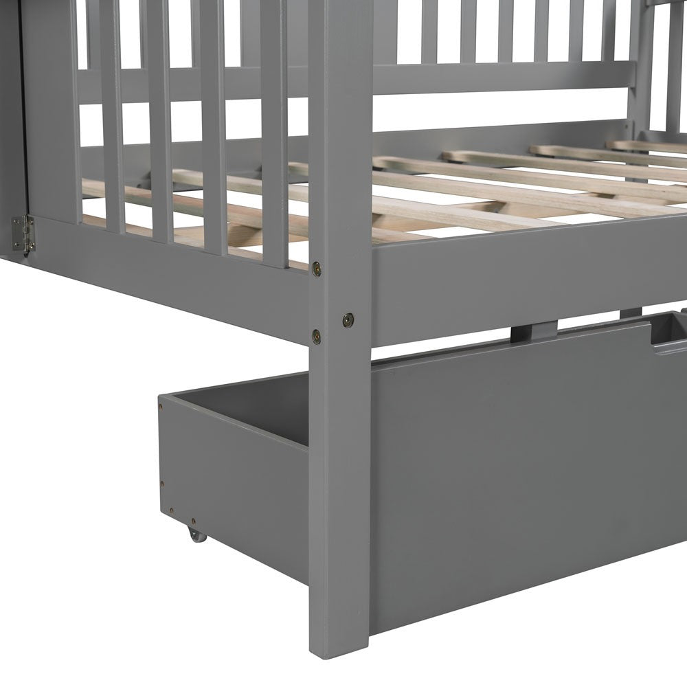 Gray Solid and Manufactured Wood Full Bed