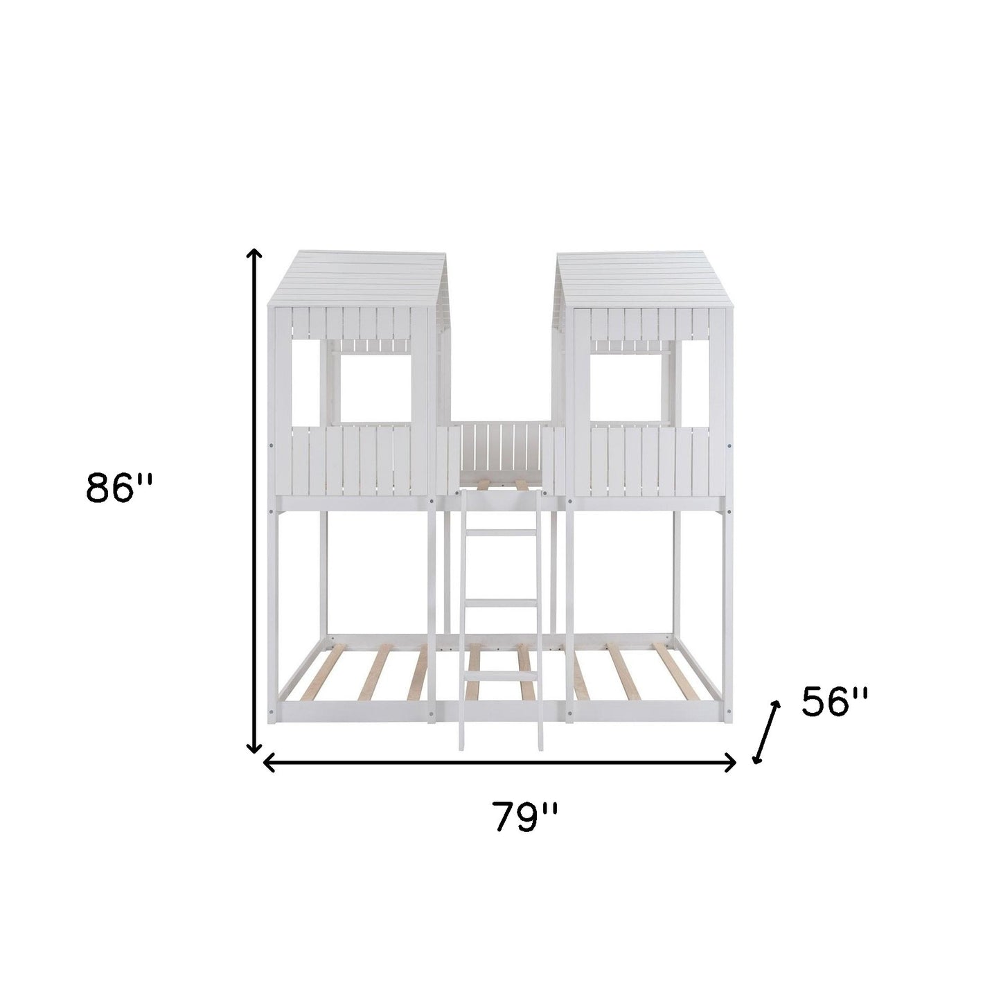 White Twin Contemporary Manufactured Wood + Solid Wood Bunk Bed