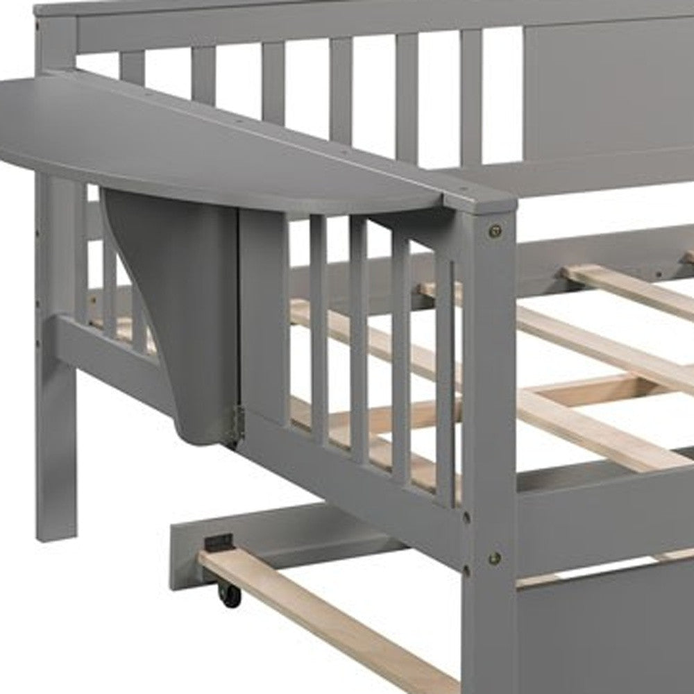 Gray Solid and Manufactured Wood Bed with Trundle