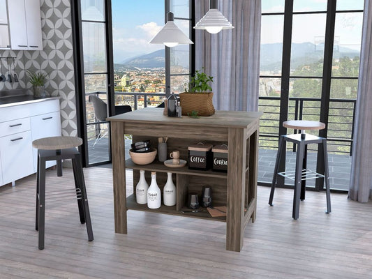 Brown 41" Kitchen Island With Storage