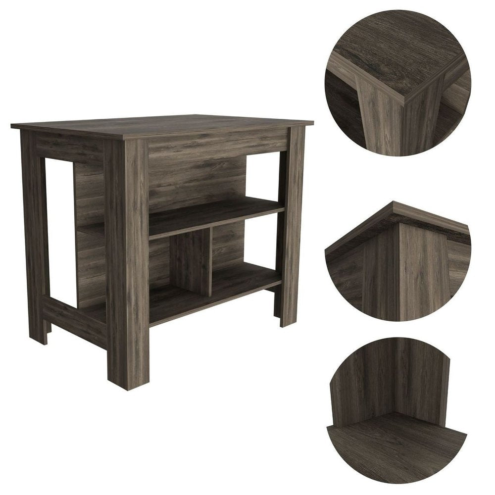 Brown 41" Kitchen Island With Storage
