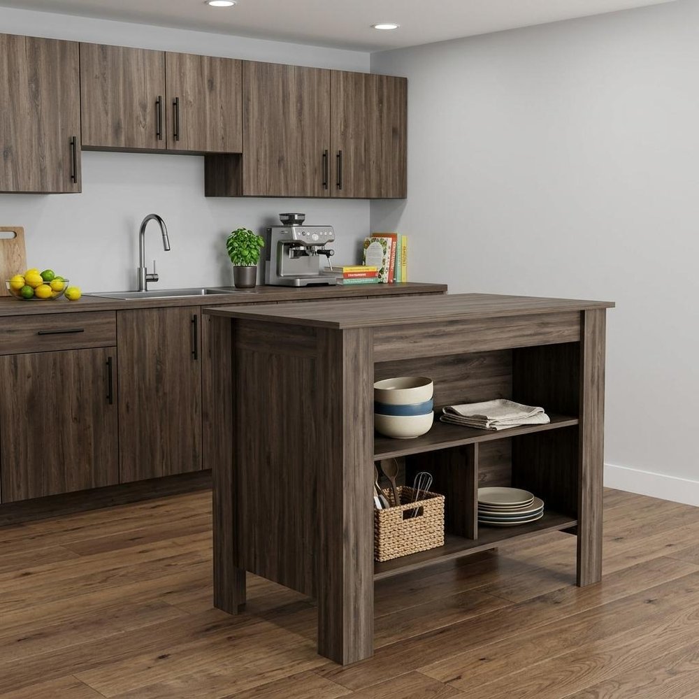 Brown 41" Kitchen Island With Storage