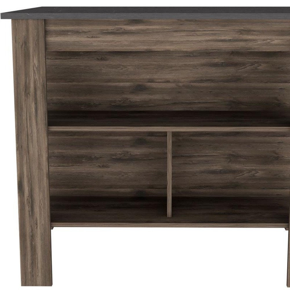Dark Brown and Brown 41" Kitchen Island With Storage