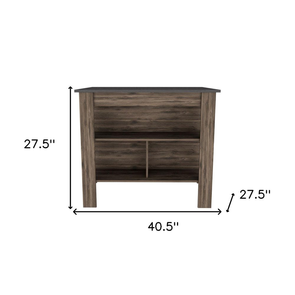 Dark Brown and Brown 41" Kitchen Island With Storage