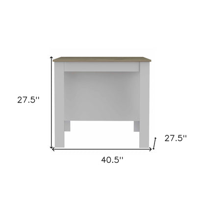 White and Brown 41" Kitchen Island With Storage