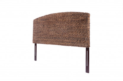 Brown Natural and Rustic Woven Banana Leaf Curved King Size Headboard