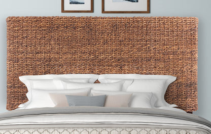 Brown Natural and Rustic Woven Banana Leaf Straight Queen Size Headboard