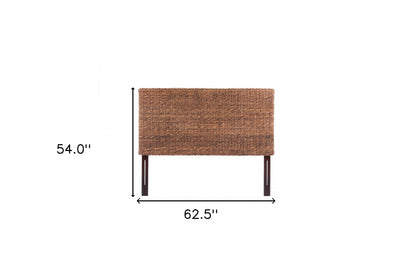 Brown Natural and Rustic Woven Banana Leaf Straight Queen Size Headboard