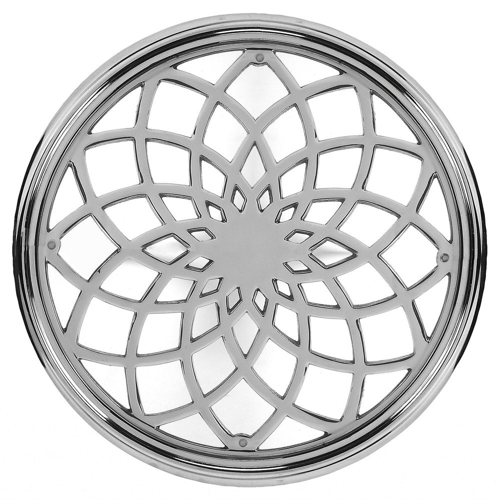 26" Silver Aluminum Open Lattice Round Top End Table