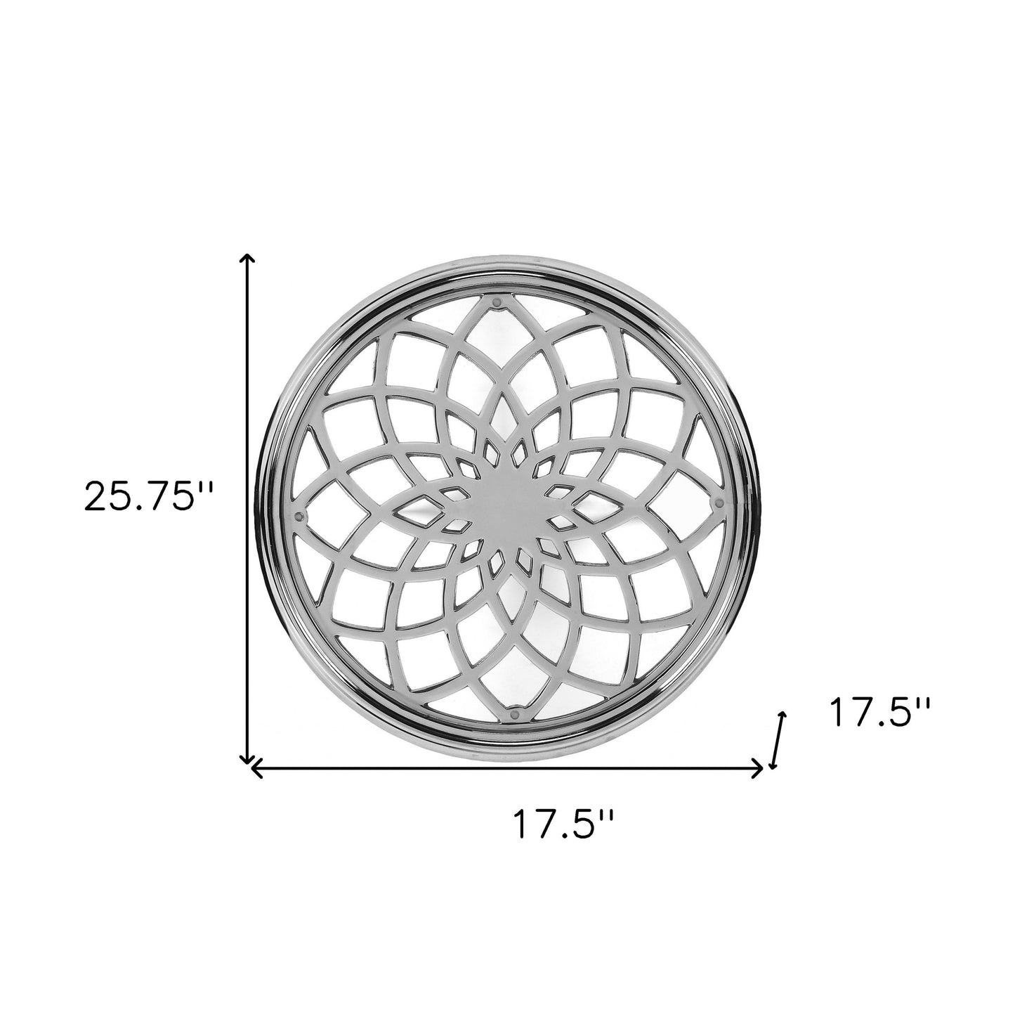 26" Silver Aluminum Open Lattice Round Top End Table