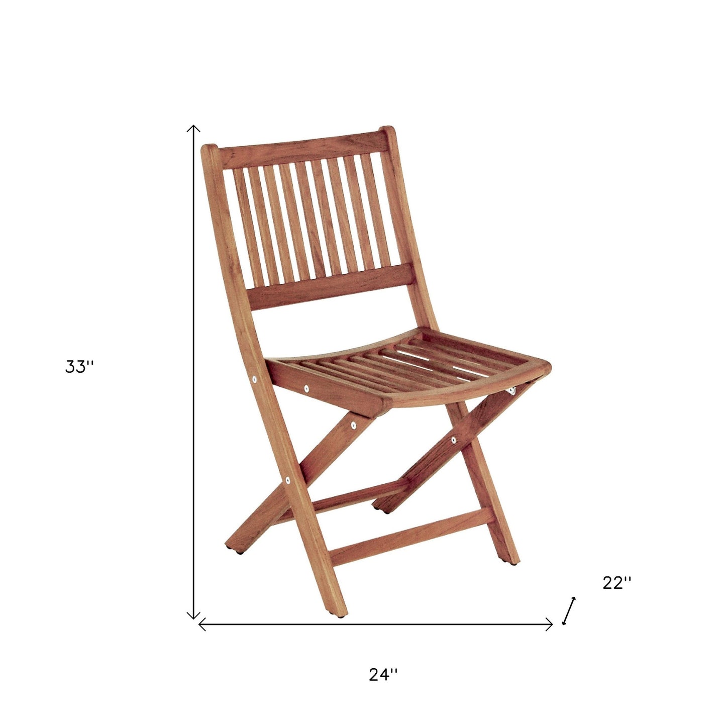 24" Brown Solid Wood Indoor Outdoor Deck Chair