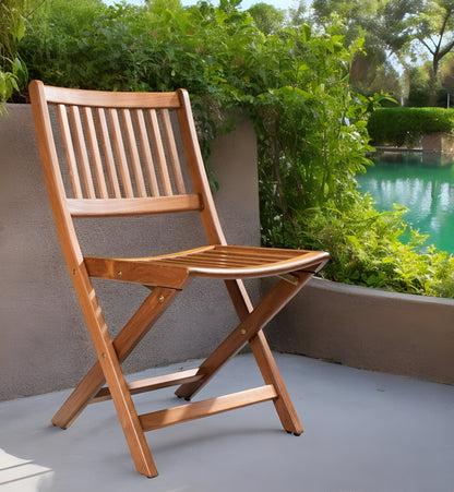 24" Brown Solid Wood Indoor Outdoor Deck Chair