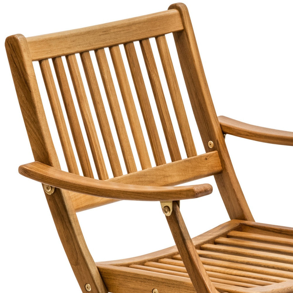 24" Brown Solid Wood Indoor Outdoor Deck Chair