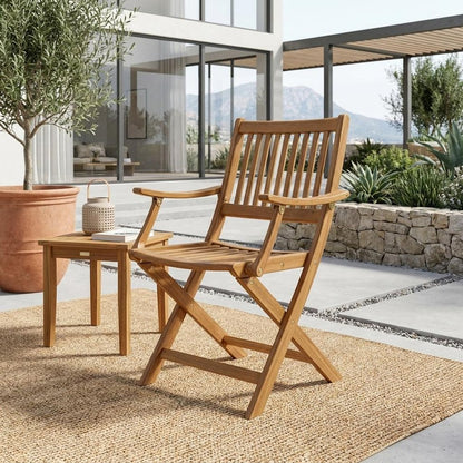 24" Brown Solid Wood Indoor Outdoor Deck Chair