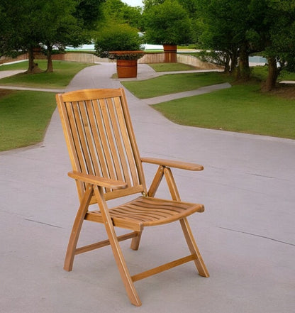 27" Brown Solid Wood Indoor Outdoor Arm Chair