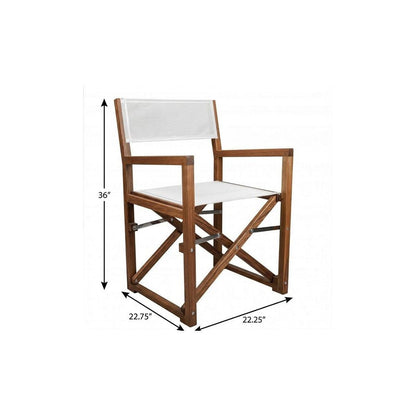 23" White and Natural Wood Solid Wood Indoor Outdoor Director Chair