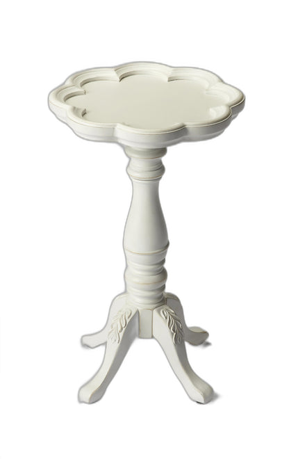 20" Cottage White Wood Floral Top End Table