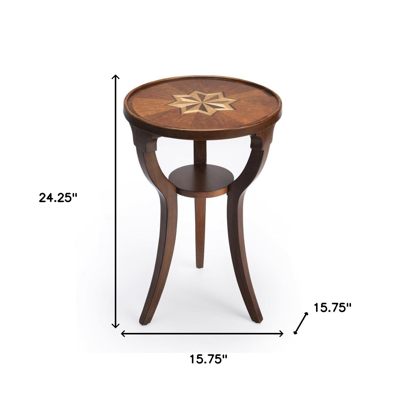 24" Brown And Olive Ash Manufactured Wood Round End Table With Shelf