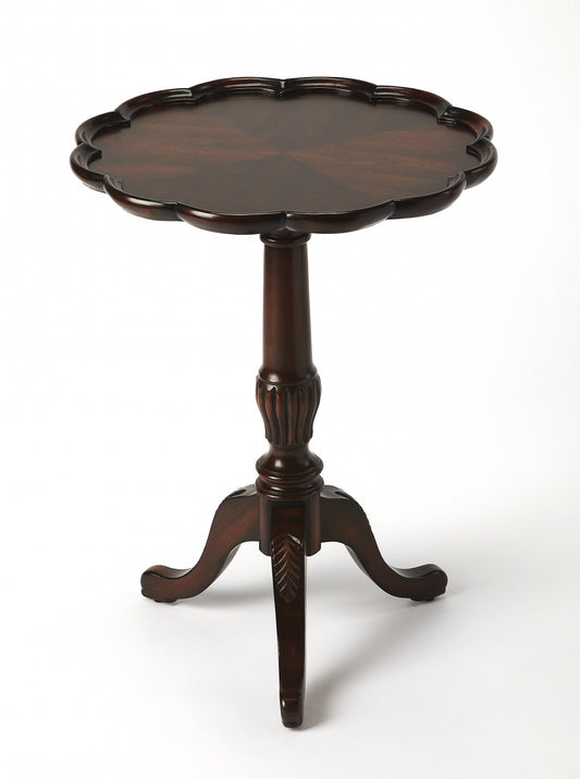 26" Dark Brown And Cherry Manufactured Wood Round End Table