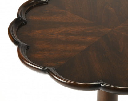 26" Dark Brown And Cherry Manufactured Wood Round End Table