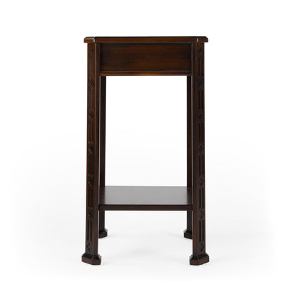 27" Dark Brown And Cherry Manufactured Wood Rectangular End Table With Drawer And Shelf