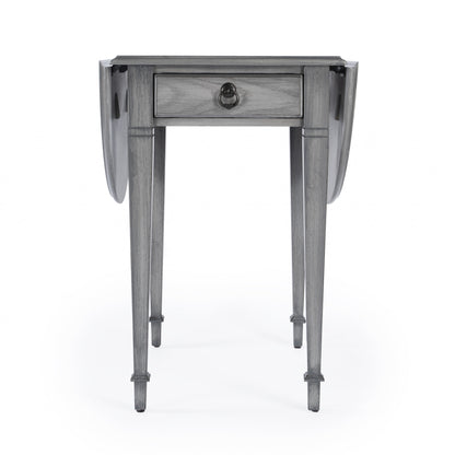 28" Grey Manufactured Wood Oval End Table With Drawer