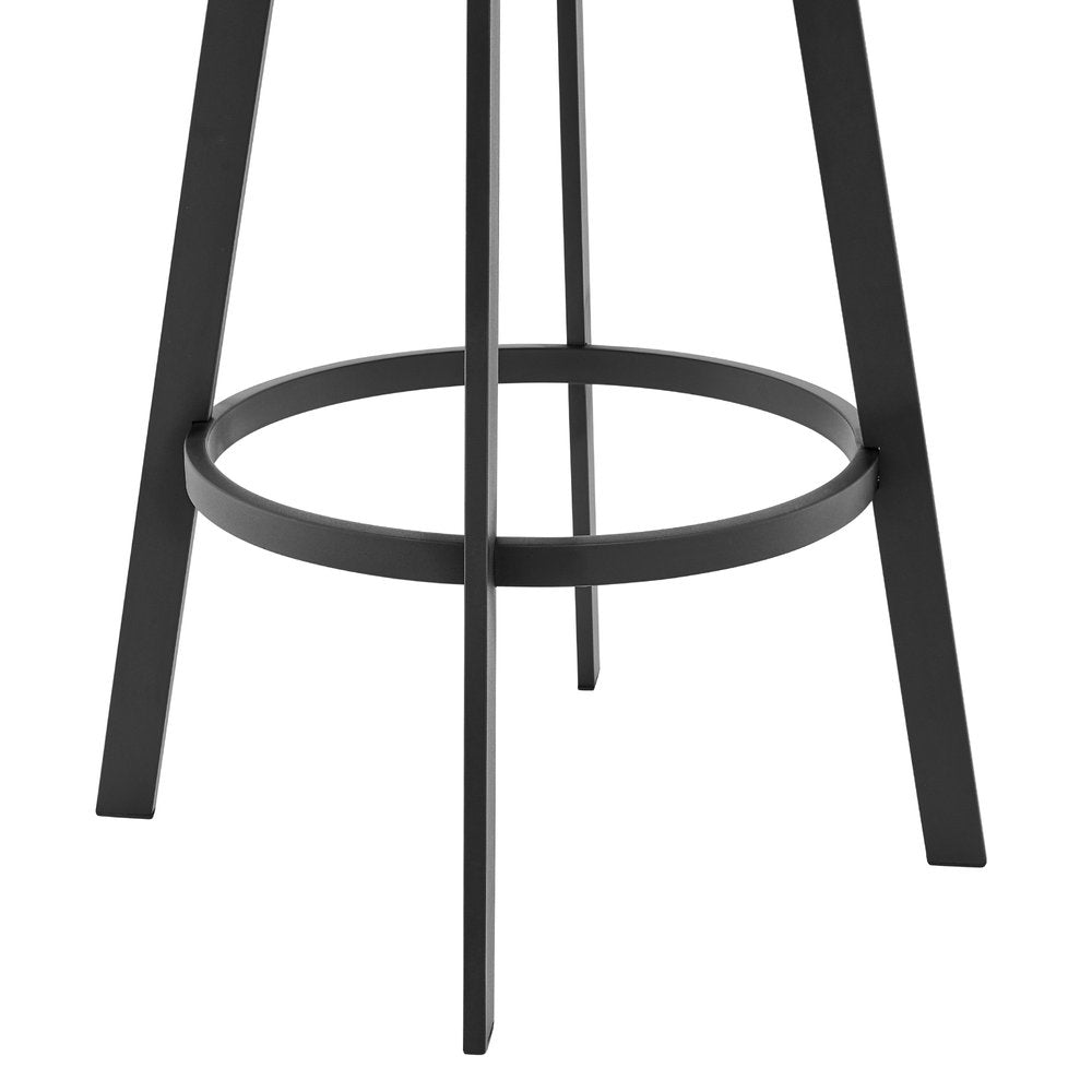 26" Gray And Black Fabric And Iron Low Back Counter Height Swivel Bar Chair