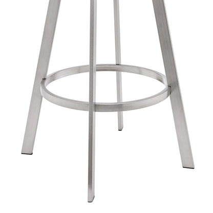 25" Gray And Silver Fabric And Iron Backless Counter Height Swivel Bar Chair