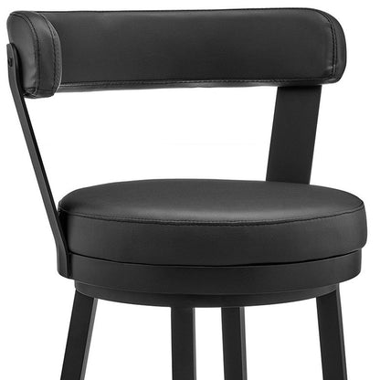 26" Black Fabric And Iron Counter Height Swivel Bar Chair