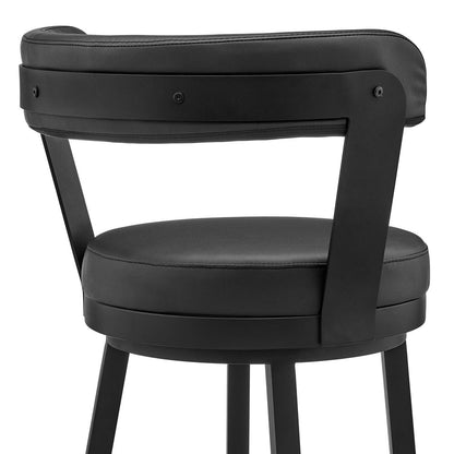 26" Black Fabric And Iron Counter Height Swivel Bar Chair