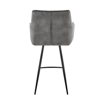 30" Charcoal And Black Iron Bar Height Bar Chair