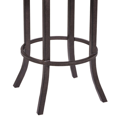 26" Brown Faux Leather And Fabric And Iron Counter Height Bar Chair