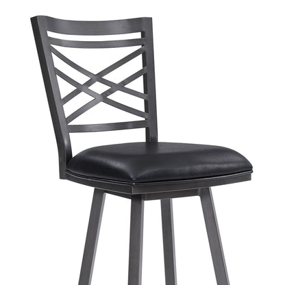 26" Black Fabric And Iron Counter Height Bar Chair