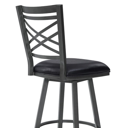 26" Black Fabric And Iron Counter Height Bar Chair