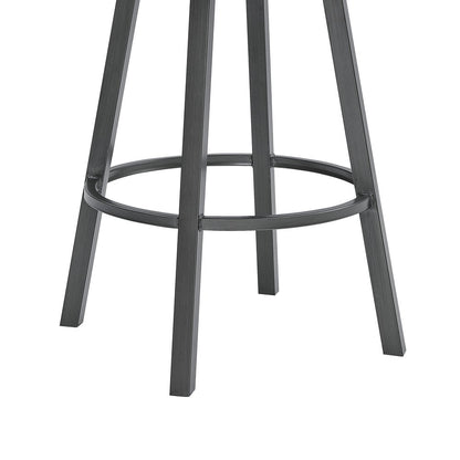 26" Black Fabric And Iron Counter Height Bar Chair