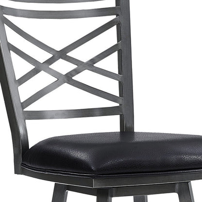 26" Black Fabric And Iron Counter Height Bar Chair