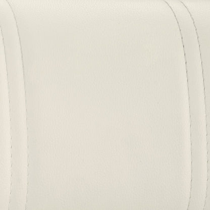 25" White And Silver Faux Leather And Iron Swivel Low Back Adjustable Height Bar Chair