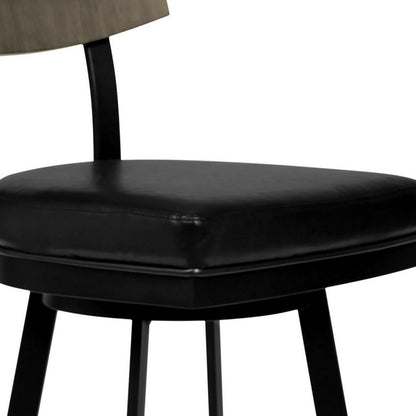 30" Black Fabric And Iron Bar Height Bar Chair