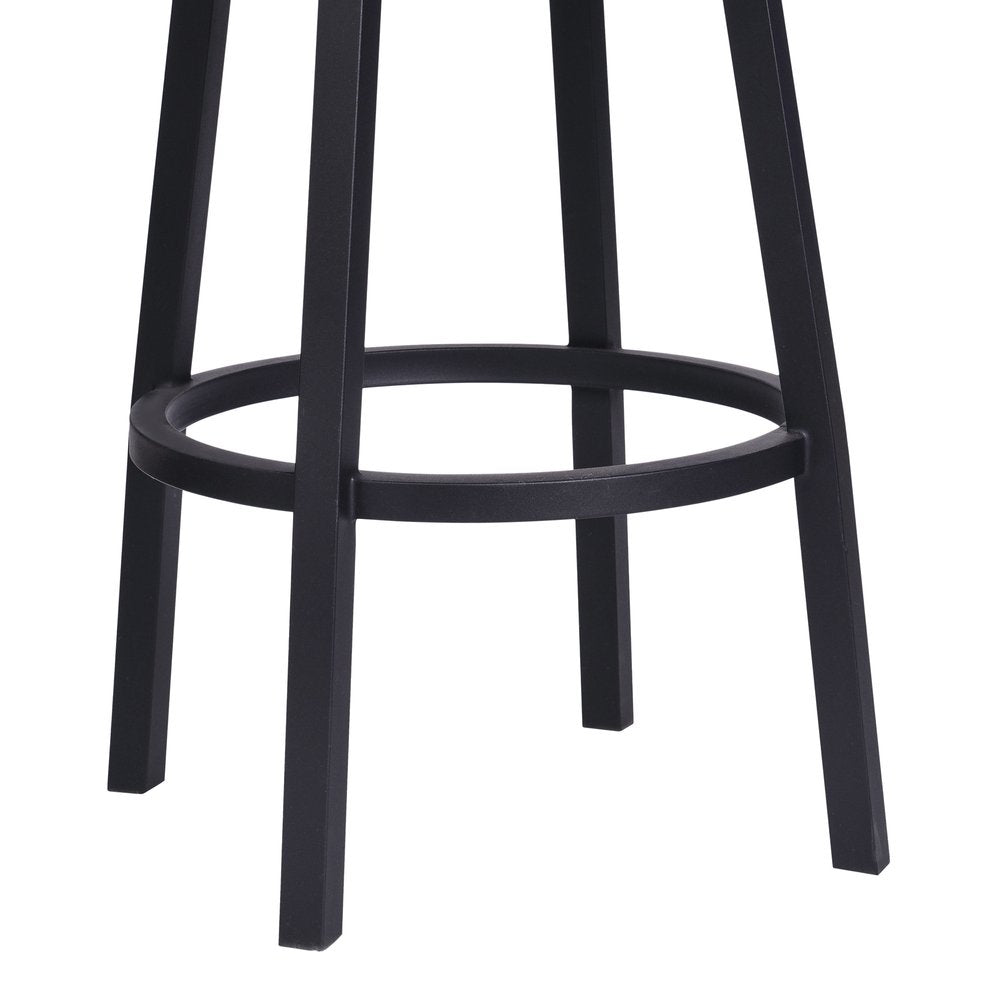 26" Black Fabric And Iron Counter Height Swivel Bar Chair