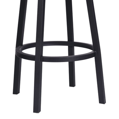 26" Black Fabric And Iron Counter Height Swivel Bar Chair
