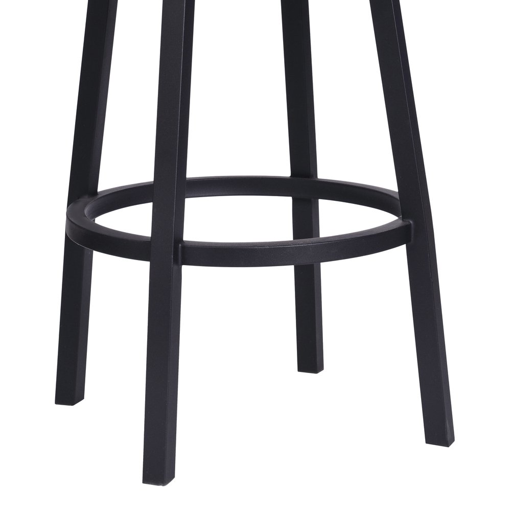 26" Black Fabric And Iron Counter Height Swivel Bar Chair