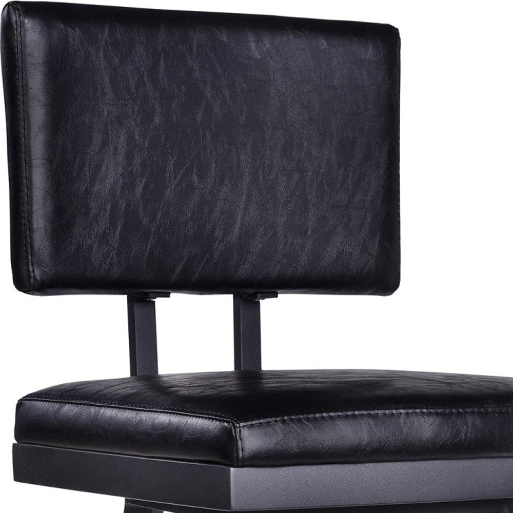 26" Black Fabric And Iron Counter Height Swivel Bar Chair