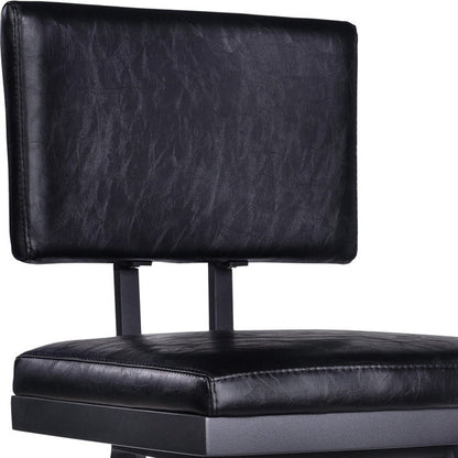 26" Black Fabric And Iron Counter Height Swivel Bar Chair