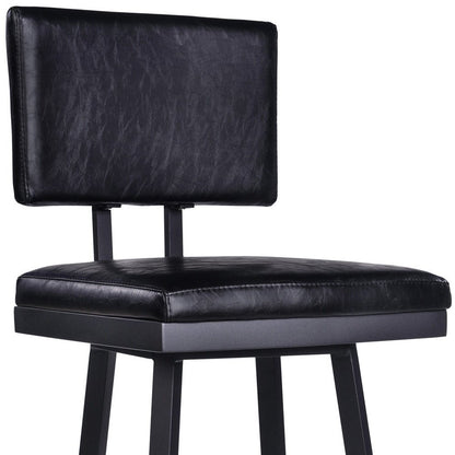 26" Black Fabric And Iron Counter Height Swivel Bar Chair