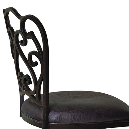 26" Espresso Fabric And Iron Counter Height Swivel Bar Chair