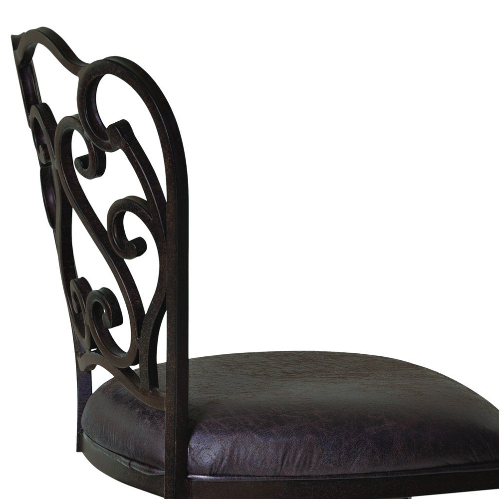 26" Espresso Fabric And Iron Counter Height Swivel Bar Chair