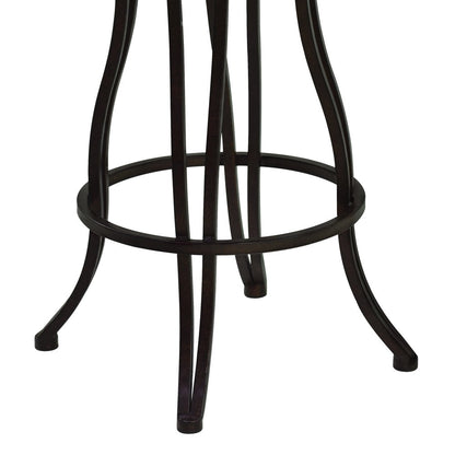26" Espresso Fabric And Iron Counter Height Swivel Bar Chair