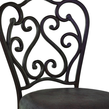 26" Espresso Fabric And Iron Counter Height Swivel Bar Chair
