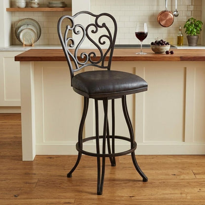 26" Espresso Iron Swivel Counter Height Bar Chair