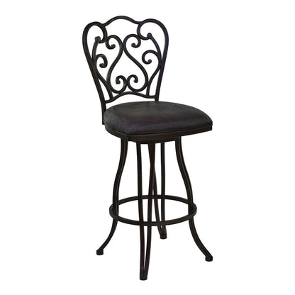 26" Espresso Fabric And Iron Counter Height Swivel Bar Chair